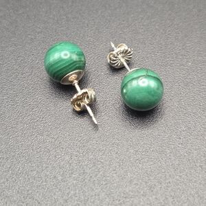 Green Stud Sterling Silver Earrings